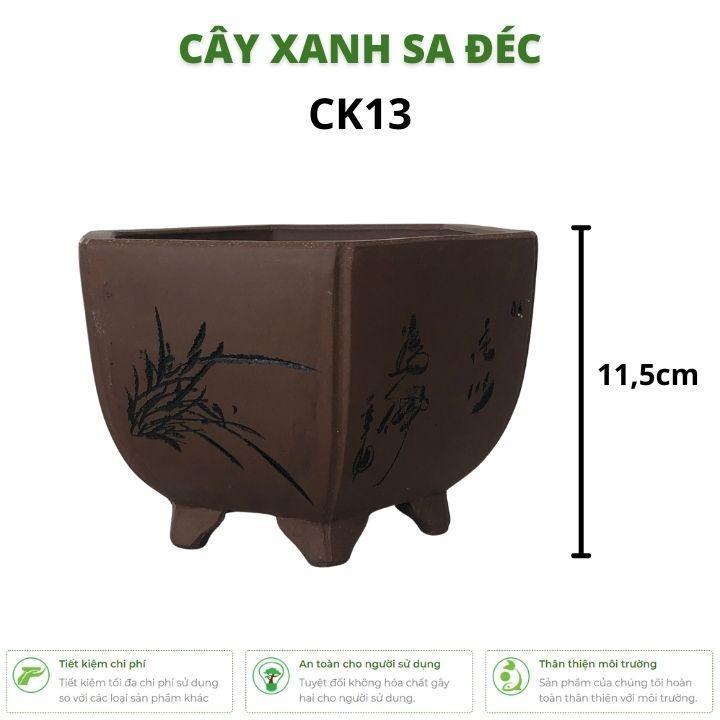 Chậu lục giác mini đáy bầu cạn hoa văn chữ tàu CK13 để trồng cây nhỏ