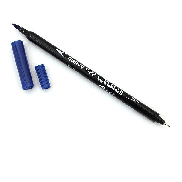 Bút lông hai đầu màu nước Marvy LePlume II 1122 - Brush/ Extra fine tip - Blue (3)
