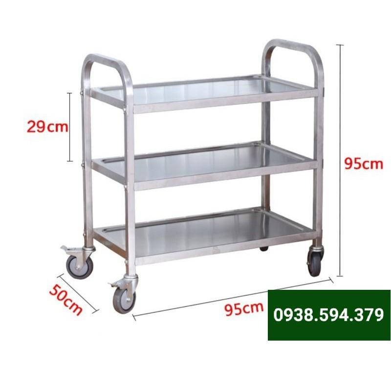 XE ĐẨY DỌN DẸP INOX 3 TẦNG NHÀ HÀNG