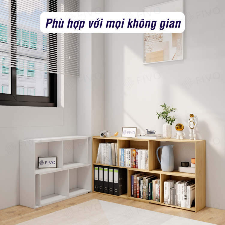 Kệ Sách Để Sàn FIVO FB72 Màu Vân Gỗ, Thiết Kế Hiện Đại, Điều Chỉnh Kích Thước Thông Minh, Tiết Kiệm Diện Tích - Hàng Chính Hãng