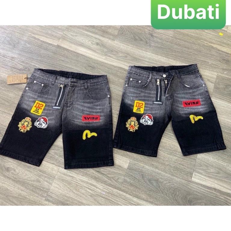 QUẦN SỌT SHORT LỬNG JEAN NAM CHẤT BÒ KIỂU KHÓA LỆCH ĐEN THÊU EVISU NHẬT BẢN PHONG CÁCH SÀNH ĐIỆU MỚI DB-6691 - DUFASHION