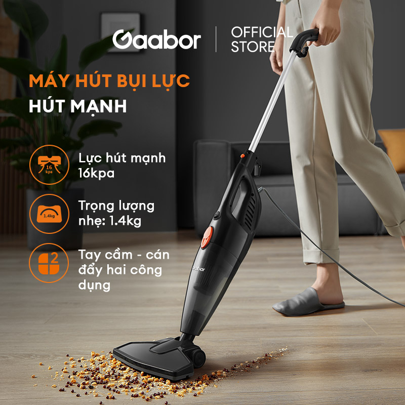 Máy hút bụi 2in1 GAABOR GVCW-M15AS lực hút siêu mạnh 16000PA chổi quét 90 độ có bánh lăn - Hàng chính hãng