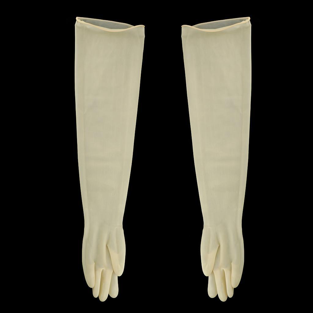 2x1 Pair 70cm Industrial Anti Acid Alkali Rubber Gloves Yellow 700x160x1.0mm