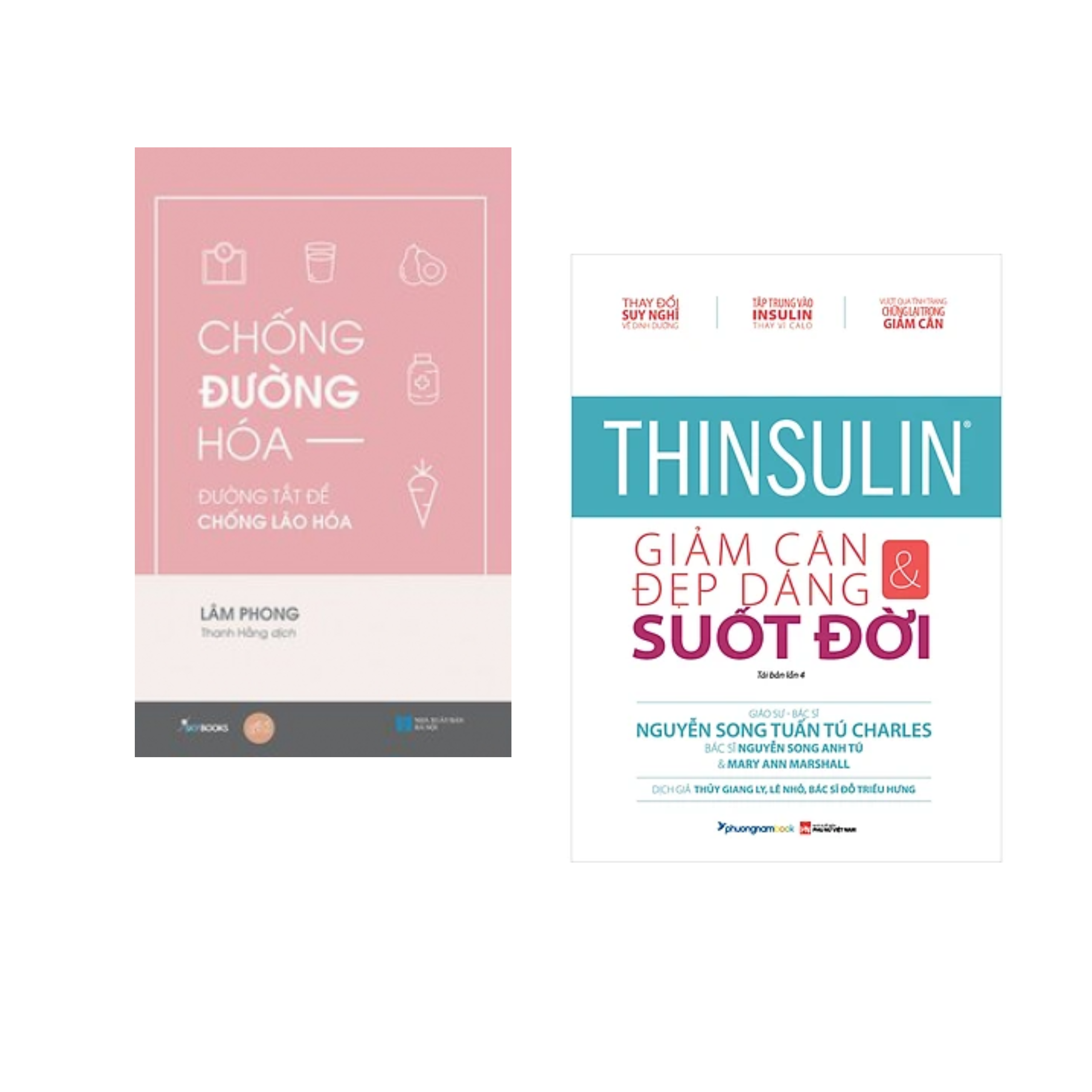 Combo Sách Dành Cho Phái Đẹp Chống Đường Hóa Đường Tắt Để Chống Lão Hóa Thinsulin - Giảm Cân Và Đẹp Dáng Suốt Đời Tặng Bookmark
