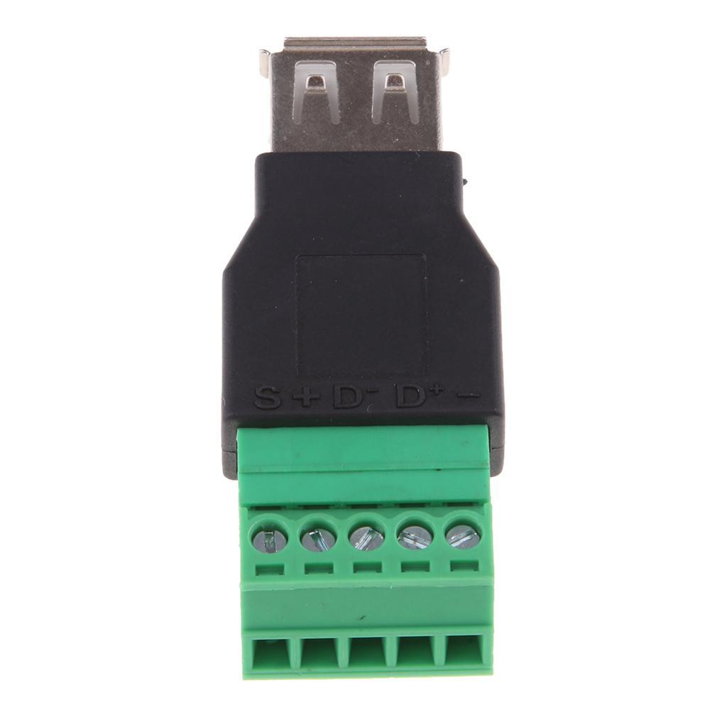 USB 2.0 Type A Female to 5 Pin Screw Terminal Plug Adapter Connector