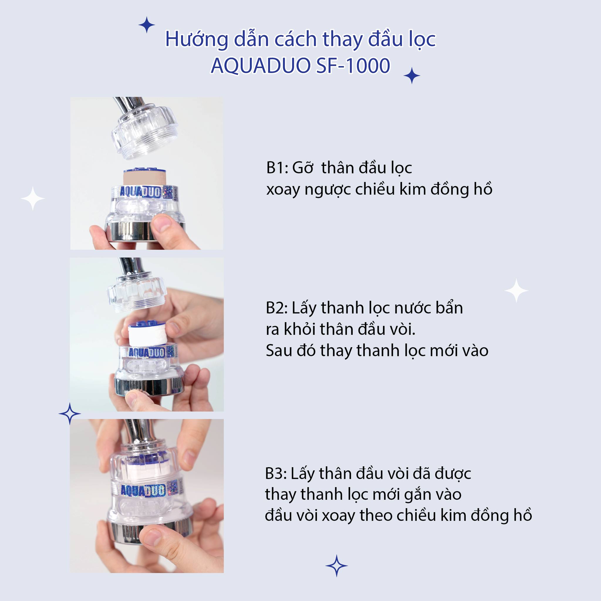 Combo Vòi rửa chén + 8 Thanh lọc nước AquaDuo SF-1000B