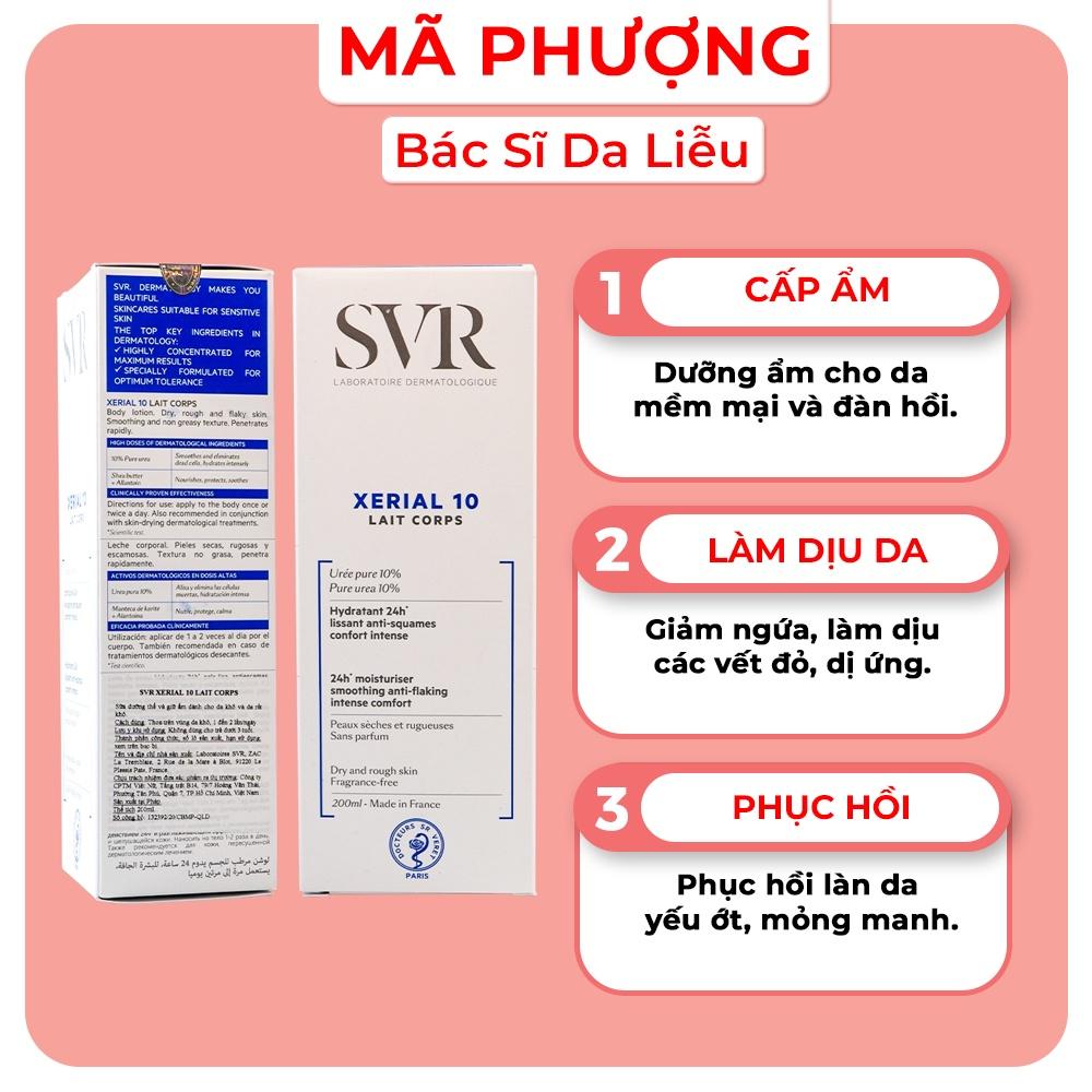 Sữa dưỡng thể và giữ ẩm SVR Xerial 10 Lait Corps cho da khô và rất khô dành cho mặt và toàn thân