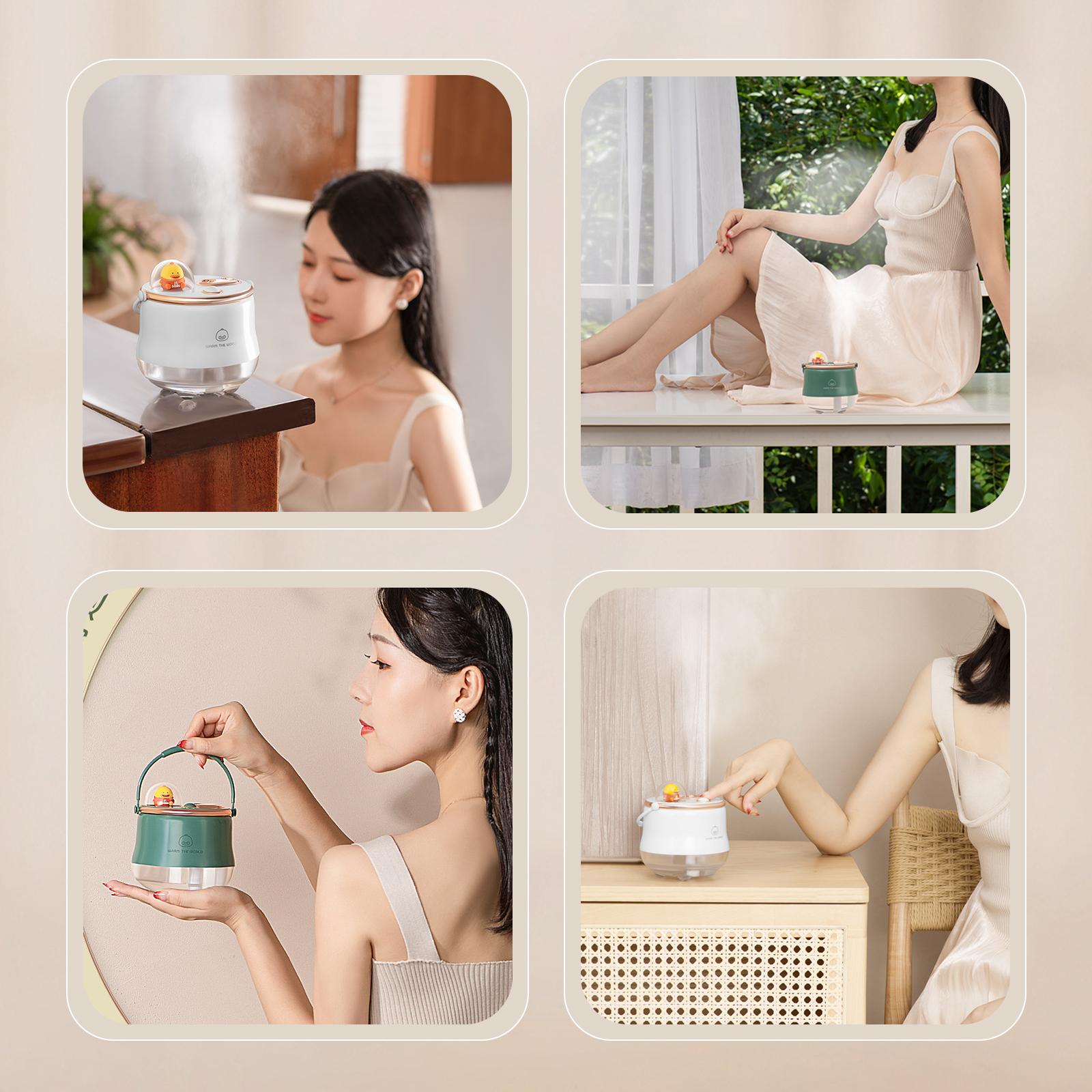 Máy Tạo Độ Ẩm Phun Đôi 400Ml Với Ánh Sáng Trắng Ấm