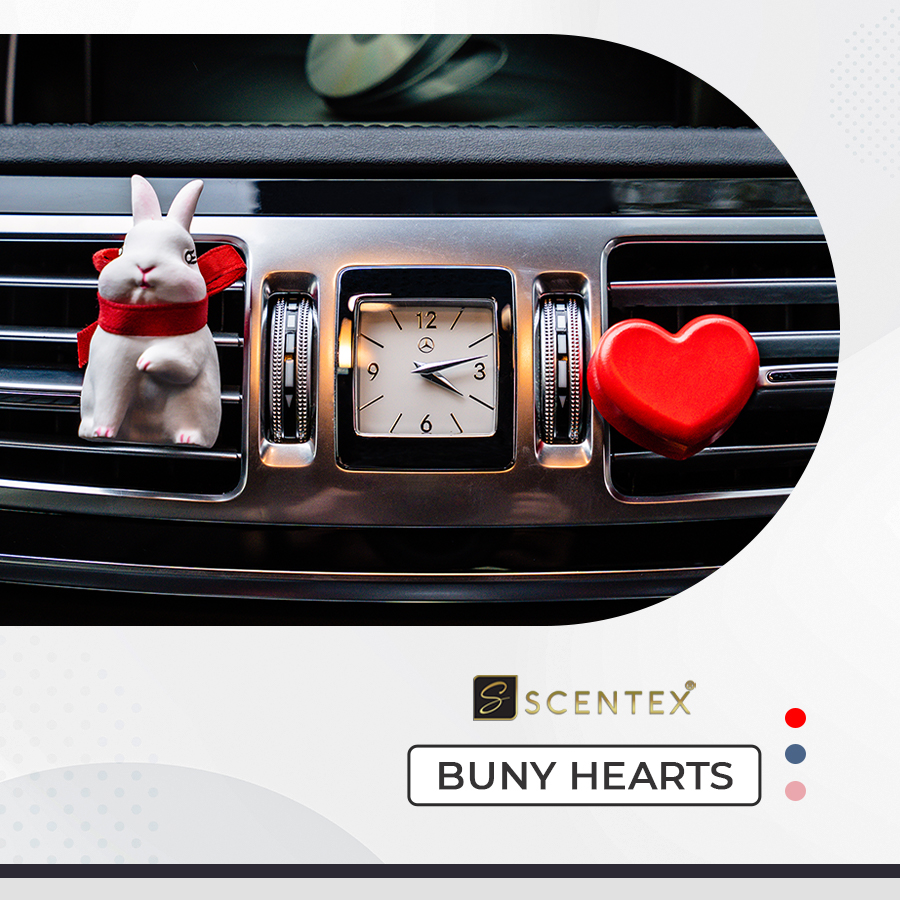 Nước hoa xe hơi cao cấp Scentex Buny Hearts 100% Organic, được làm từ chất liệu đá Aroma Stone đặc biệt, dễ dàng thẩm thấu và khuếch tán mùi hương theo cửa gió điều hòa, khử mùi, diệt khuẩn hiệt quả - Hàng Chính Hãng