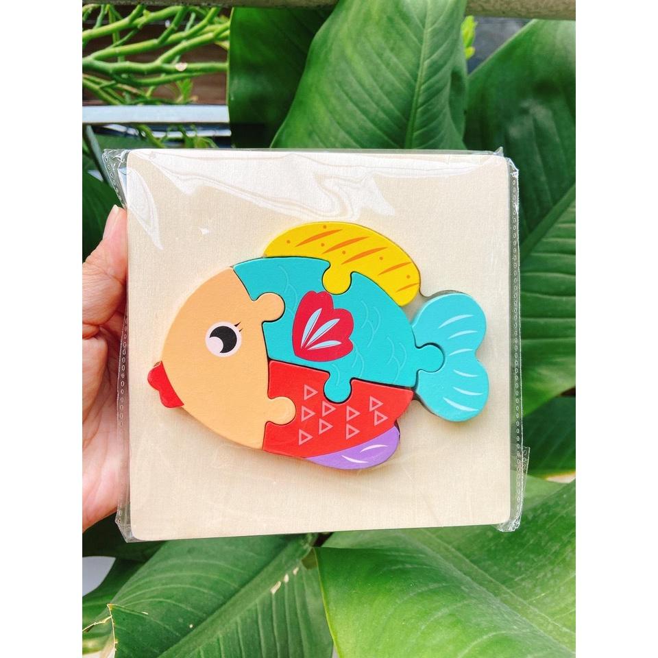 Tranh ghép hình 3D bằng gỗ có in hình nhiều mẫu ngộ nghĩnh phát triển trí tuệ, giáo dục sớm cho bé