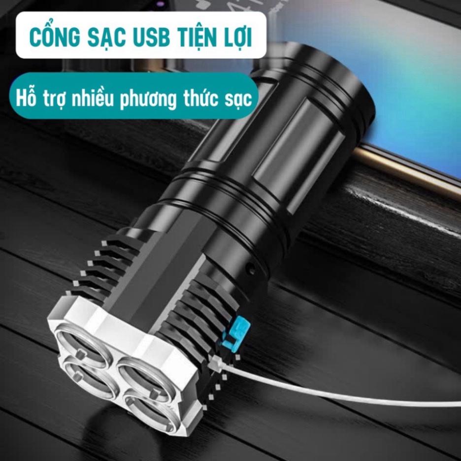 Đèn Pin, Đèn Pin Led Cod Mini 4 Bóng Sạc USB Tiện Dụng Mang Theo Du Lịch Miễn phí vận chuyển đơn hàng đạt 200k