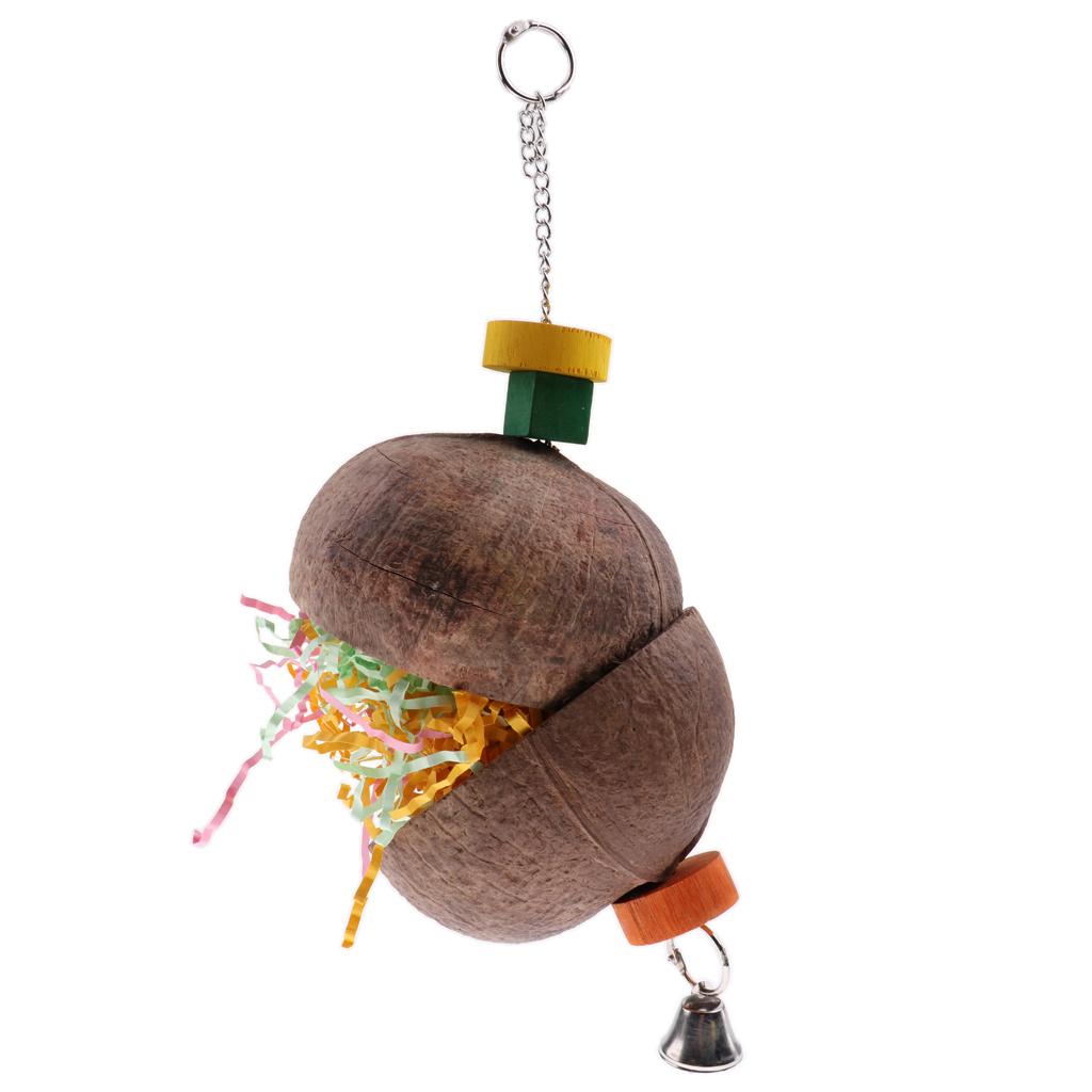 Parrot Bird Cage Chew Play Toy Coconut Hanging Swing For Parakeet Cockatiel