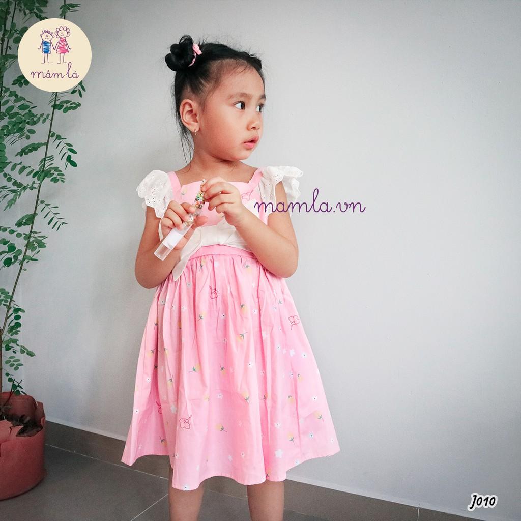 Đầm hồng nơ trước họa tiết hoa nhỏ | 2Y-6Y