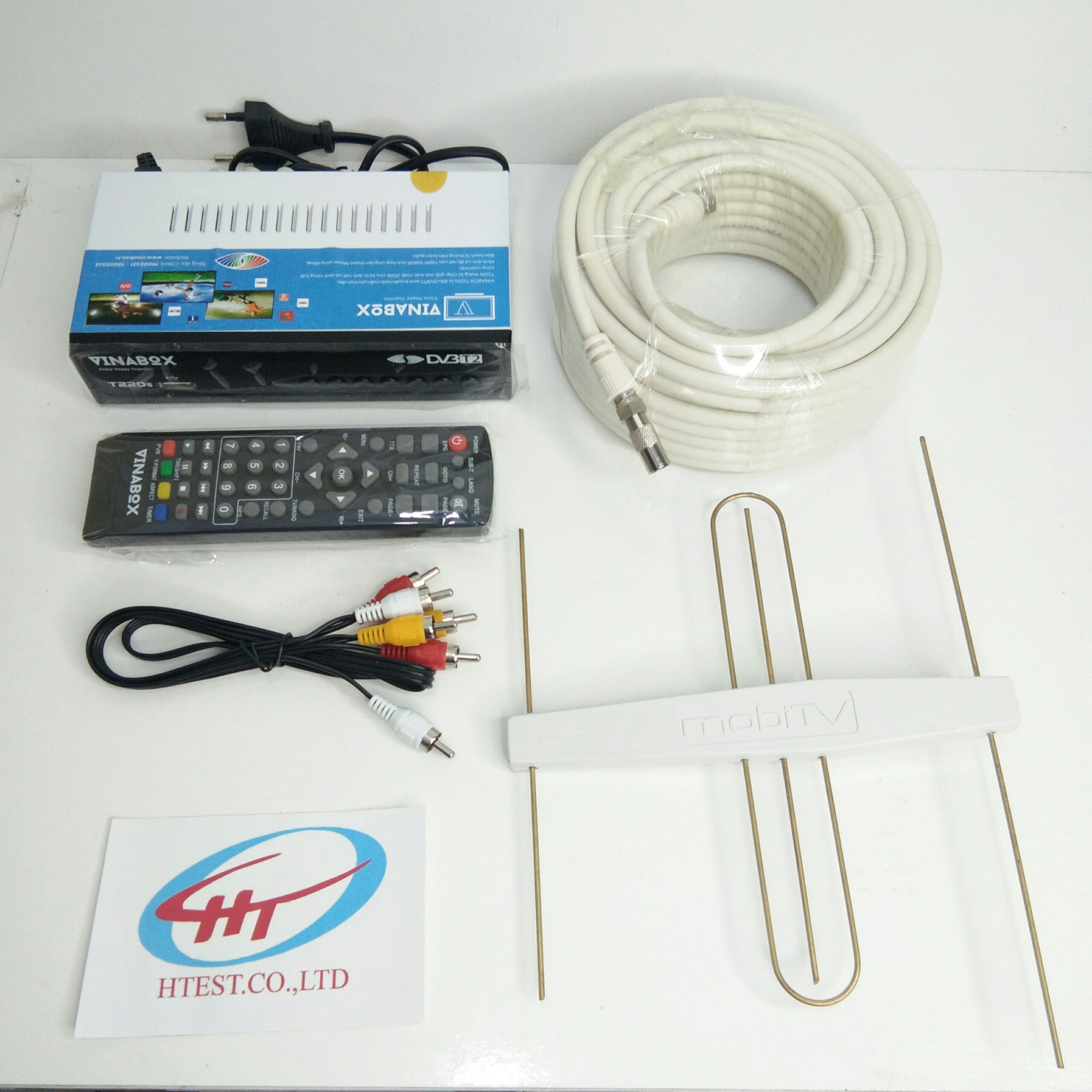 combo tron bộ đầu thu dvb t2 vinabox t220s + anten khuếch đại mobi + dây 15 mét , Hàng Chính Hãng.