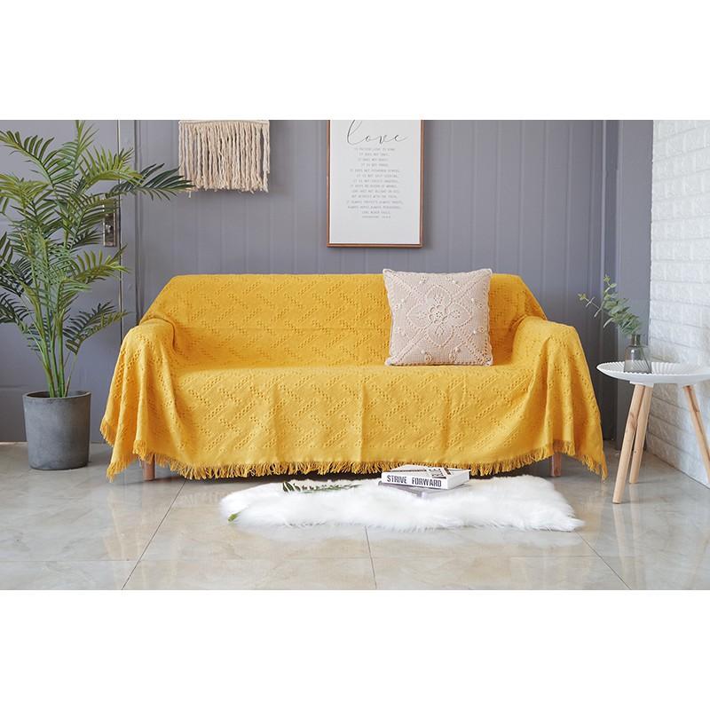 Thảm Phủ Sofa Lưới Dệt Màu Vàng Nổi Bật