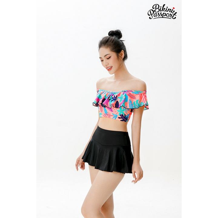 Bộ đồ bơi NỮ BIKINI PASSPORT kiểu Hai mảnh váy, vai áo bèo - Hồng - BS299_PK