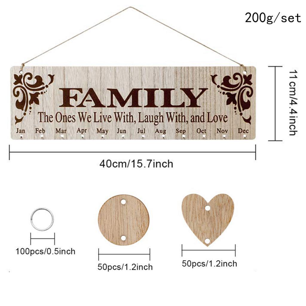 Family & Friends Wooden Calendar Board Birthday Reminder Hanging Sign