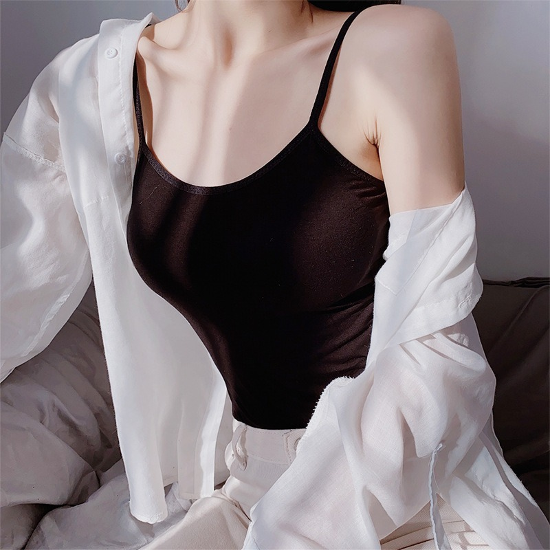 Phụ nữ Yoga Vest Girls Summer Sexy Dây đeo sling Vest Camisoles Tops Ladies Cotton Sports Yoga Fitness Base Vest Tops có thể điều chỉnh Color: White Size: XL