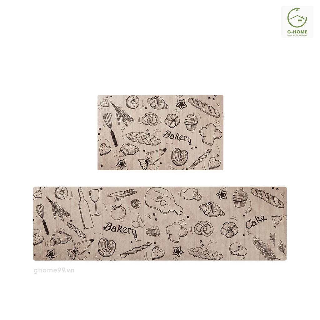 Thảm lau chân nhà bếp cao cấp Ghome, thảm bếp da 3D, không thấm nước, dầu mỡ đế cao su chống trơn trượt TB22M1