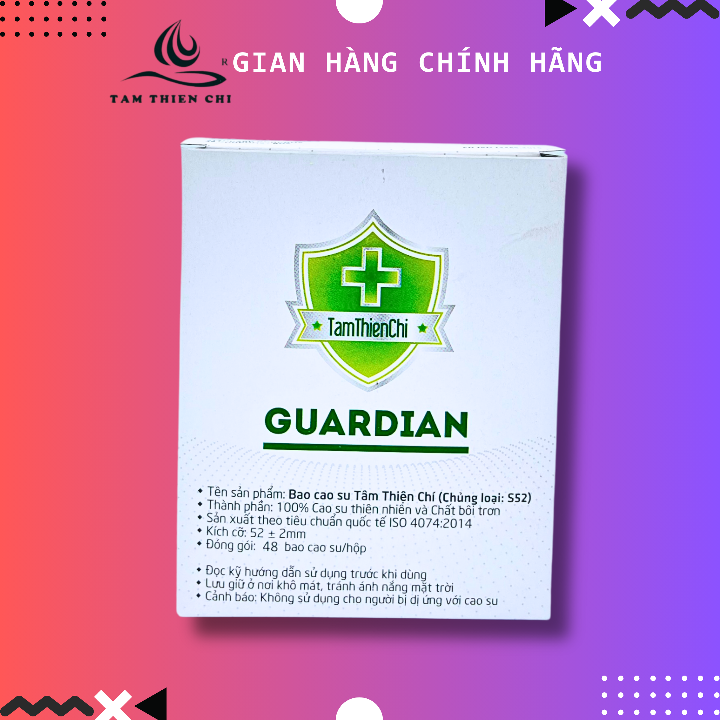 Bộ 48 cái Bao cao su Tâm Thiện Chí Guardian mỏng trơn