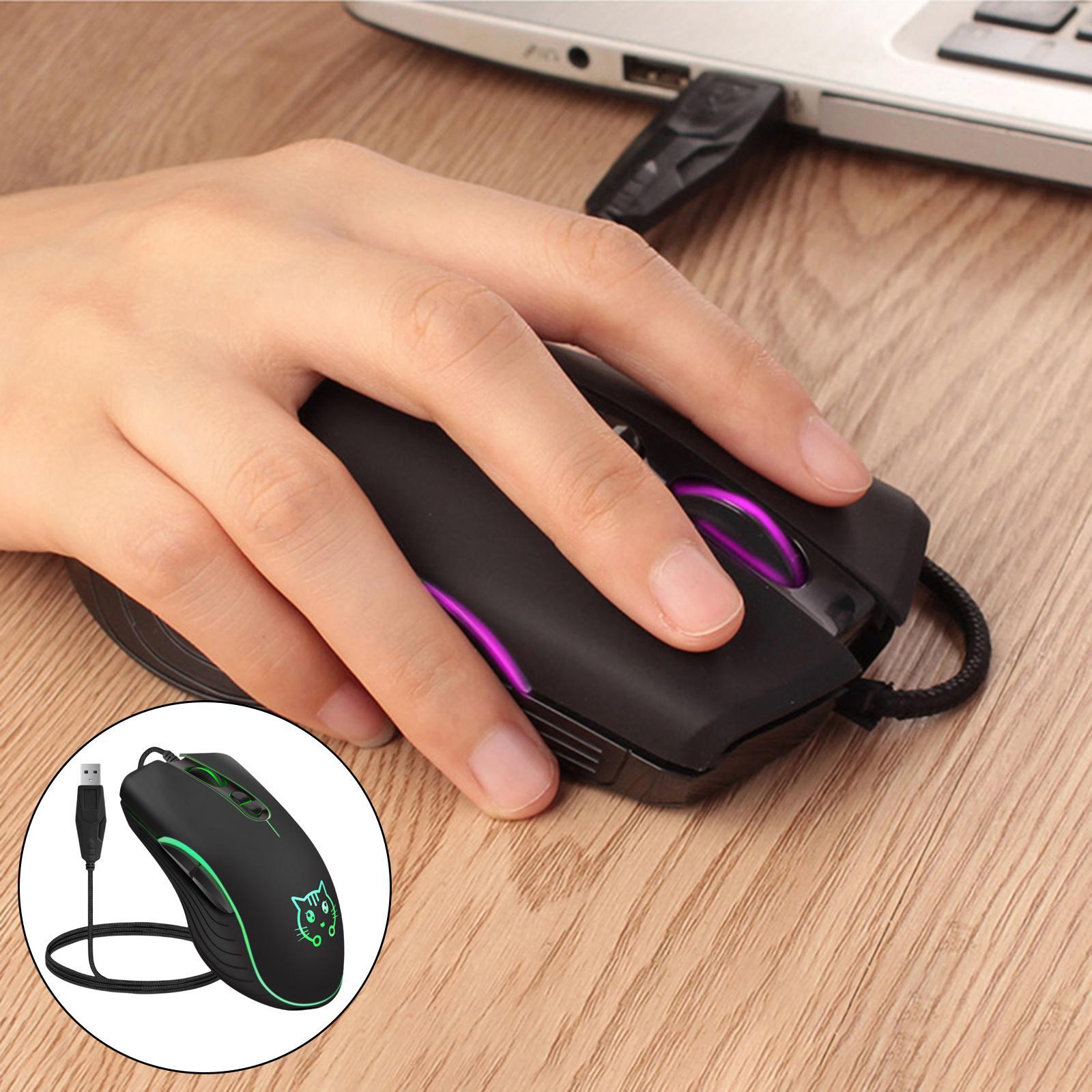 2x Cute Wired USB Gaming Mouse, RGB Breathing Lights, Mute Ergonomic Optical Mice, for PC Laptops Desktop 4 Adjustable DPI up to 2400