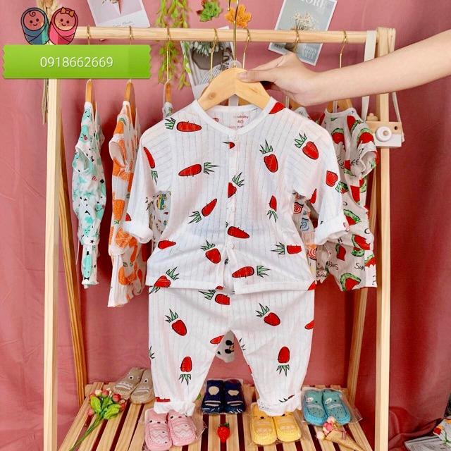 Bộ cotton giấy, bé trai bé gái từ 3-14kg.