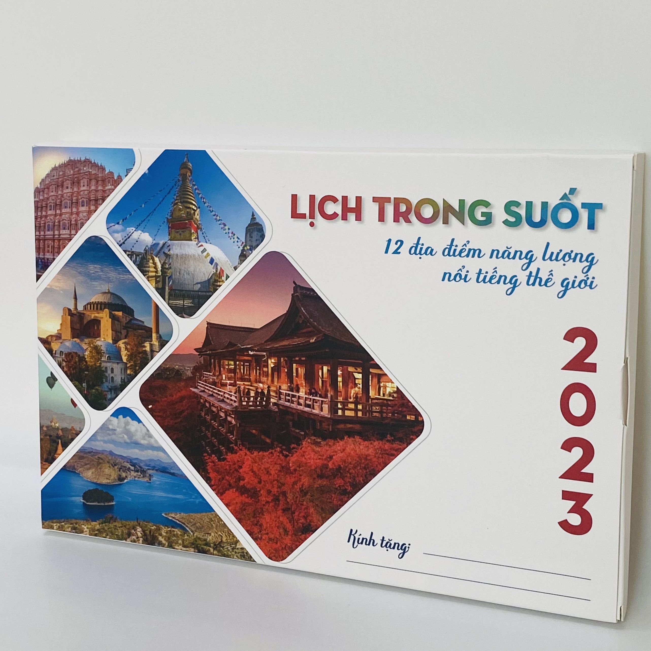 Lịch để bàn Trong Suốt 2023 đẹp kích thước 17x23cm - lịch 12 điểm năng lượng nổi tiếng thế giới - câu nói trí tuệ truyền cảm hứng chữ A