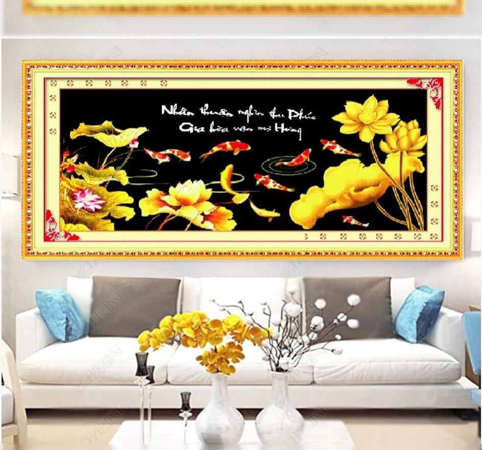 Tranh thêu kín Gia hòa vạn sự hưng MN0090, kích thước 150*70 cm
