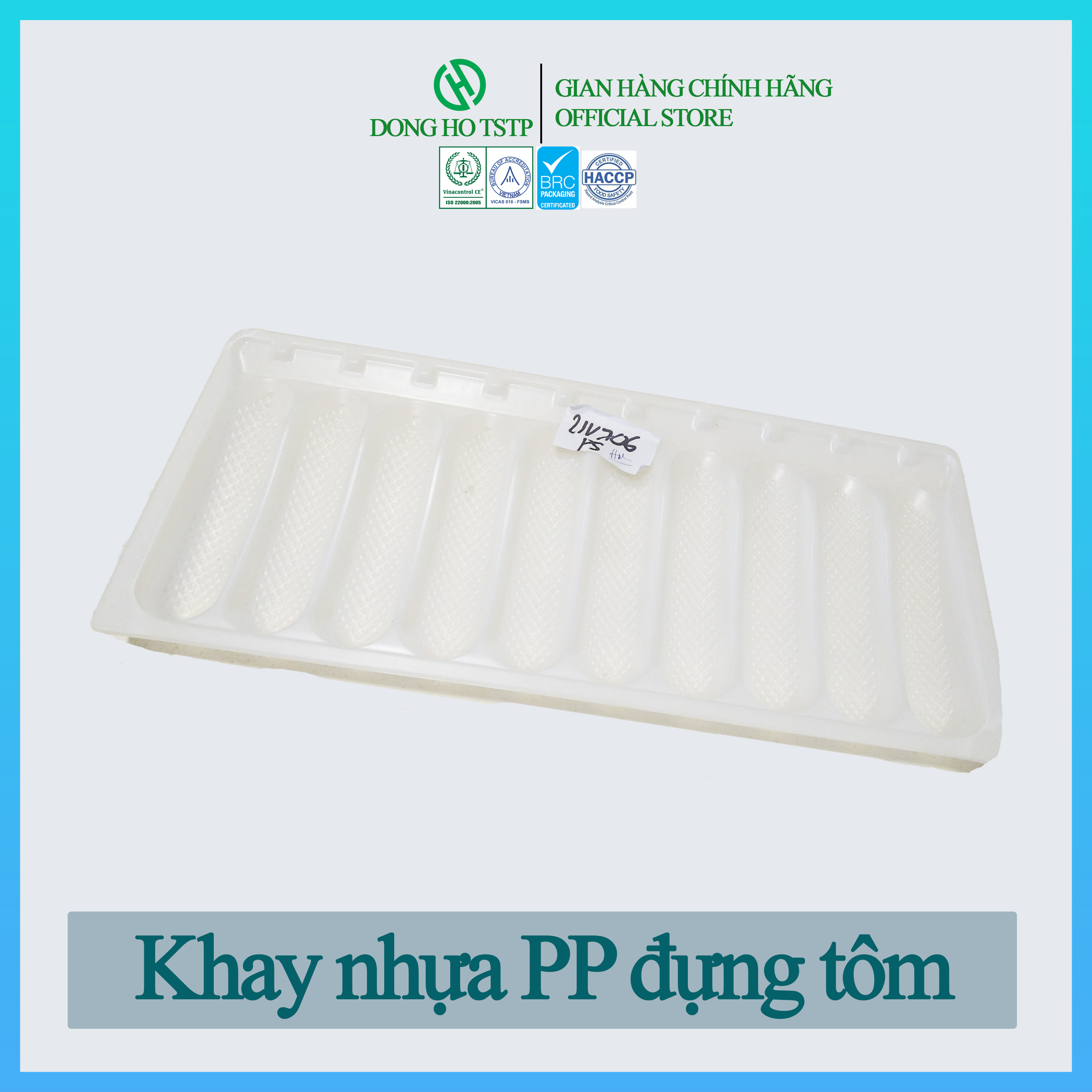 Combo 10 cái khay nhựa PS loại 10 con bảo quản và giữ dáng tôm tẩm bột/chiên
