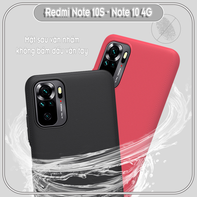 Ốp lưng cho Xiaomi Redmi Note 10S - Redmi Note 10 4G Frosted Shield nhựa PC cứng Nillkin , Vân nhám , chống vân tay - Hàng nhập khẩu