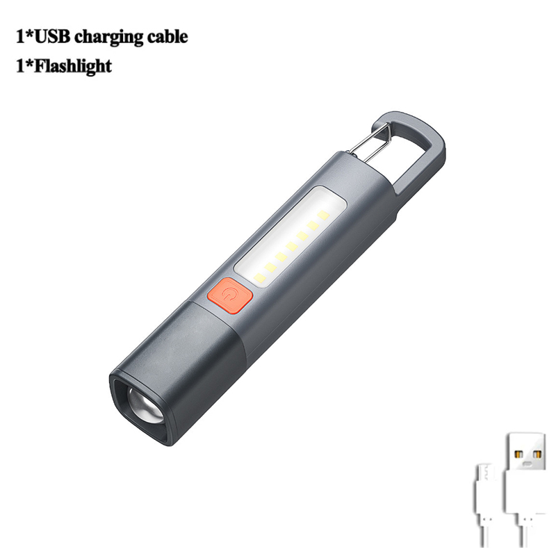 Đèn pin sạc LED, Lumens cao, Đèn Pin Sạc đèn pin sạc USB có thể phóng to, 3 chế độ với đèn làm việc COB, đèn pin để cắm trại nhỏ