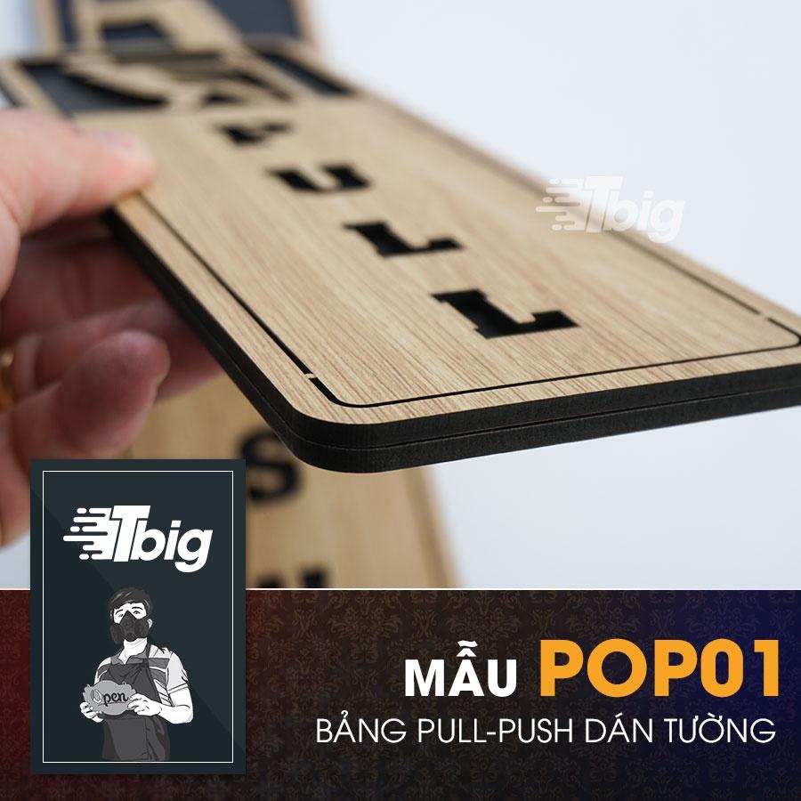 Bảng pull push gỗ loại chữ nhật đứng dán cửa bằng keo 2 mặt