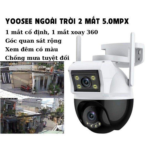 Camera Yoosee 2305D Ngoài Trời 2 Mắt 5.0Mpx Siêu Nét Góc Nhìn Rộng - Hàng Chính Hãng