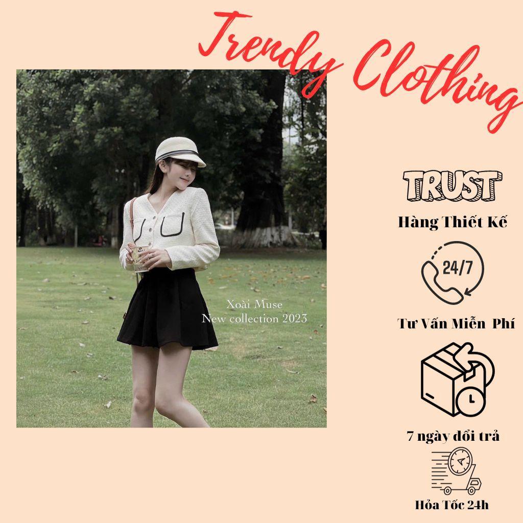 Set bộ nữ, Áo ren viền túi kèm chân váy chất áo dạ dày dặn Trendy Clothing