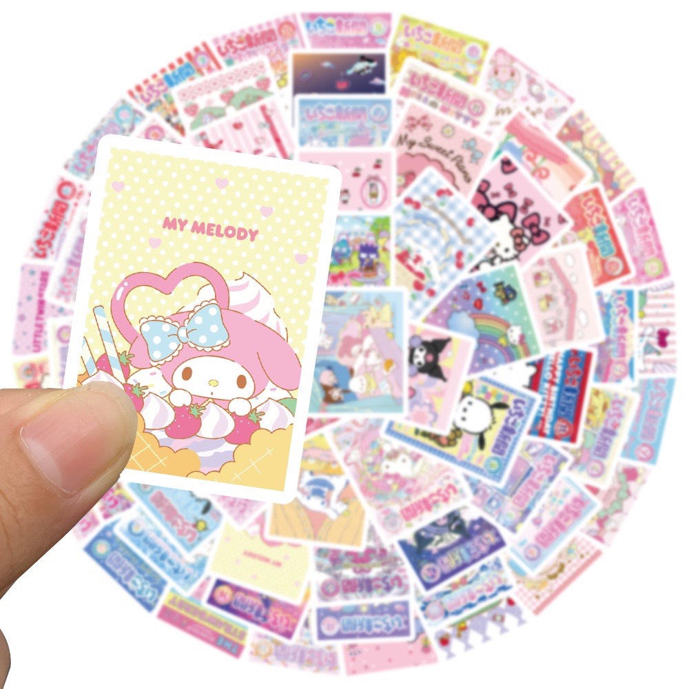 Bộ 65 STICKER Hình Sanrio Hoạt Hình Chống Thấm Nước