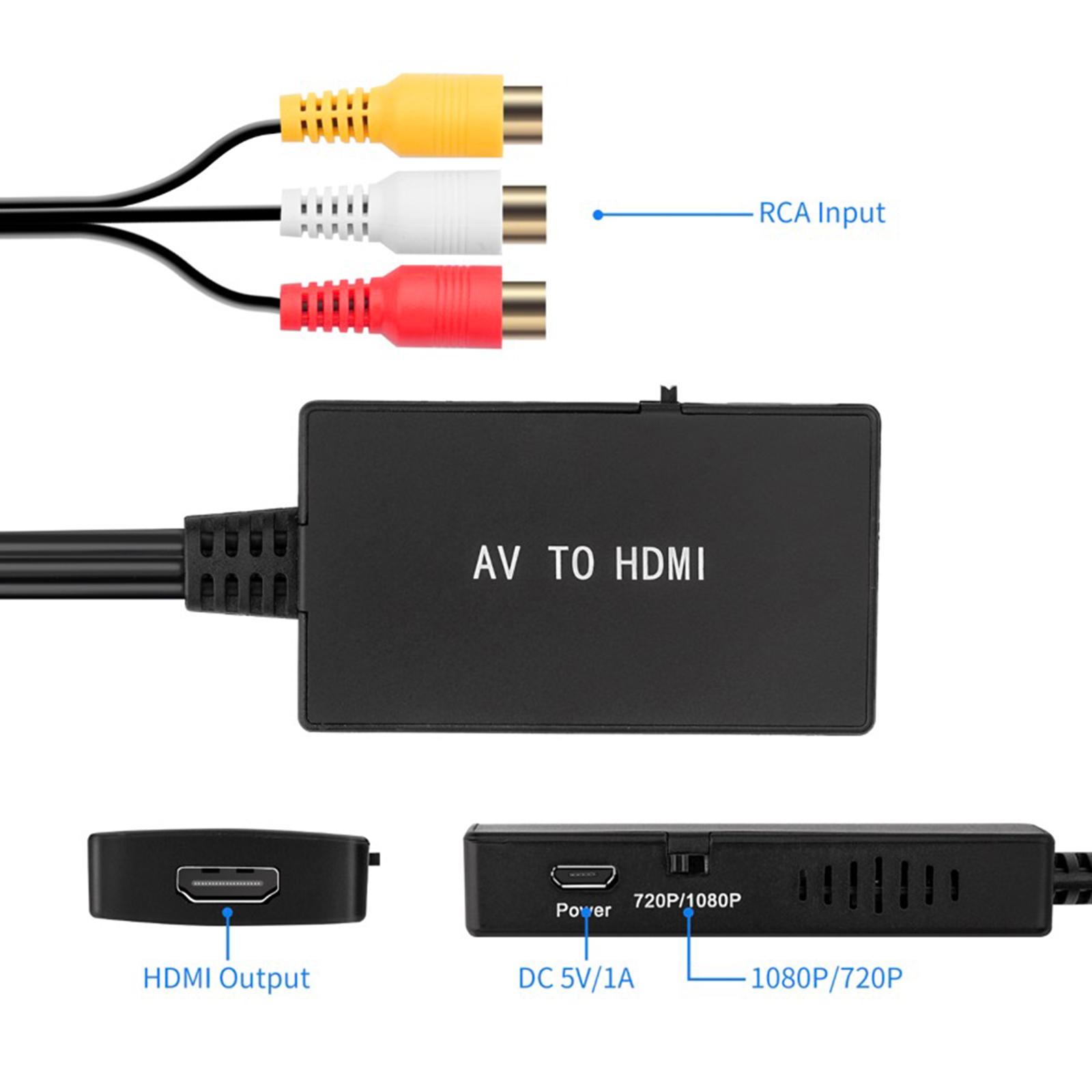 RCA to HDMI Converter Converts Analog Composite to HDMI Adapter 1080p