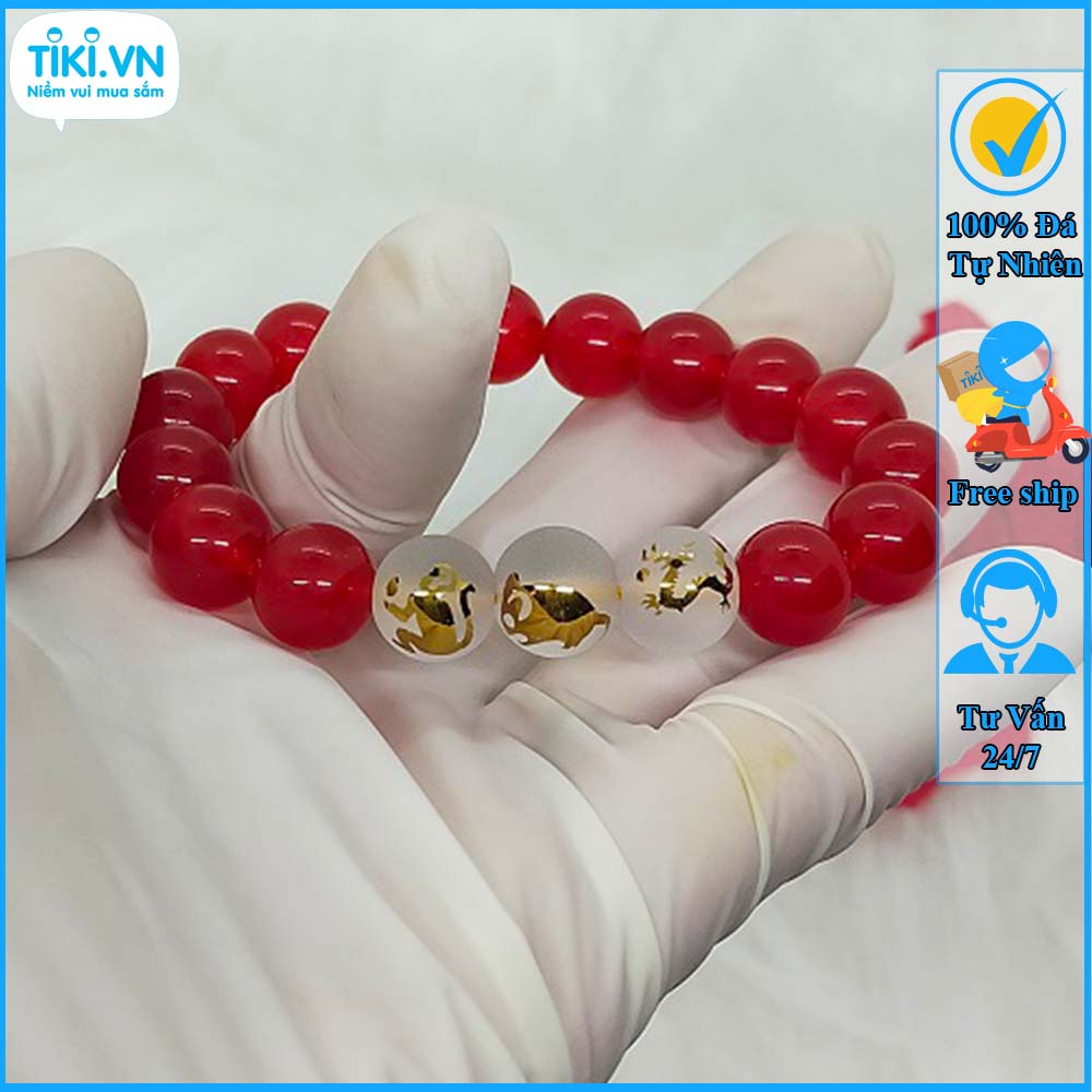 Vòng tay phong thủy mệnh hỏa tam hợp thân tý thìn - chất liệu mã não đỏ tự nhiên - size 8 10 12ly - có khai quang điểm nhãn may mắn tài lộc - PHONG THỦY ANH VŨ