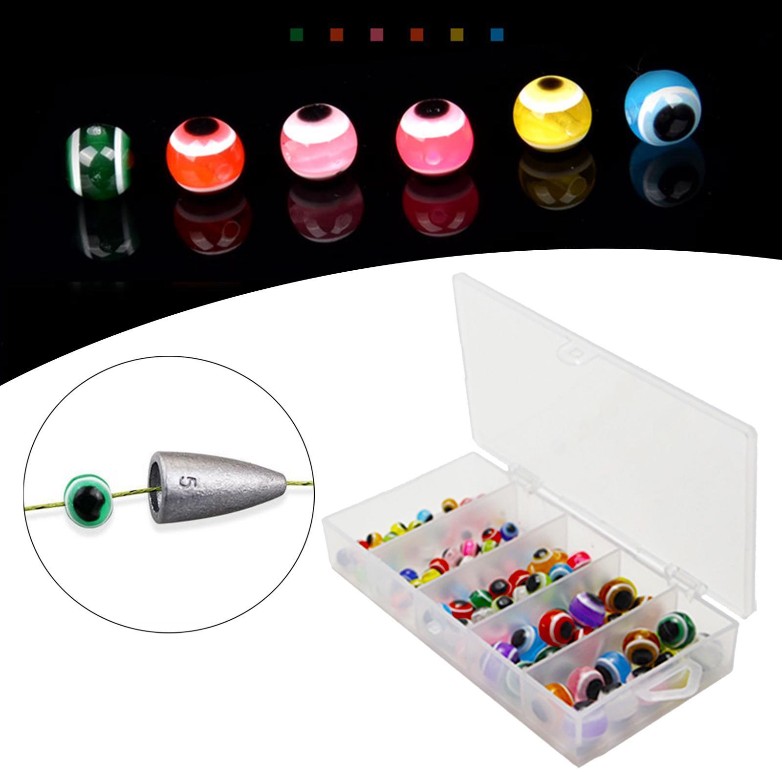 100x 4/5/6/8mm Fish Eye Fishing Beads Mixed Color DIY Kit Fishing Line Beads
