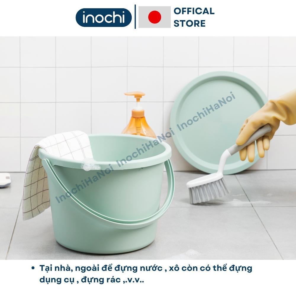 Xô chậu nhựa có nắp inochi cao cấp Notoro 11L 14L màu patsel đựng nước, gạo