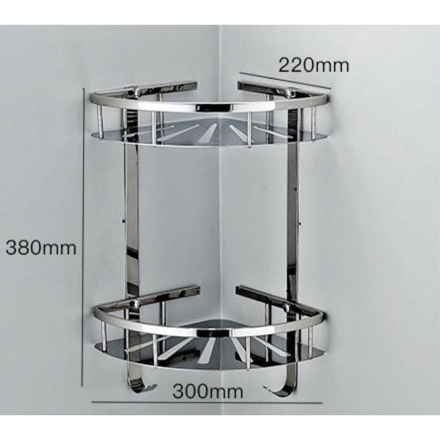 Kệ góc nhà tắm, giá để đồ nhà tắm INOX 304 cao cấp - có thêm móc treo
