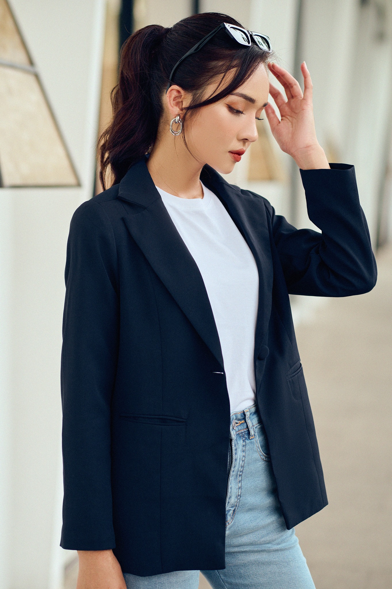 OLV - Áo khoác Basic Blazer in Navy