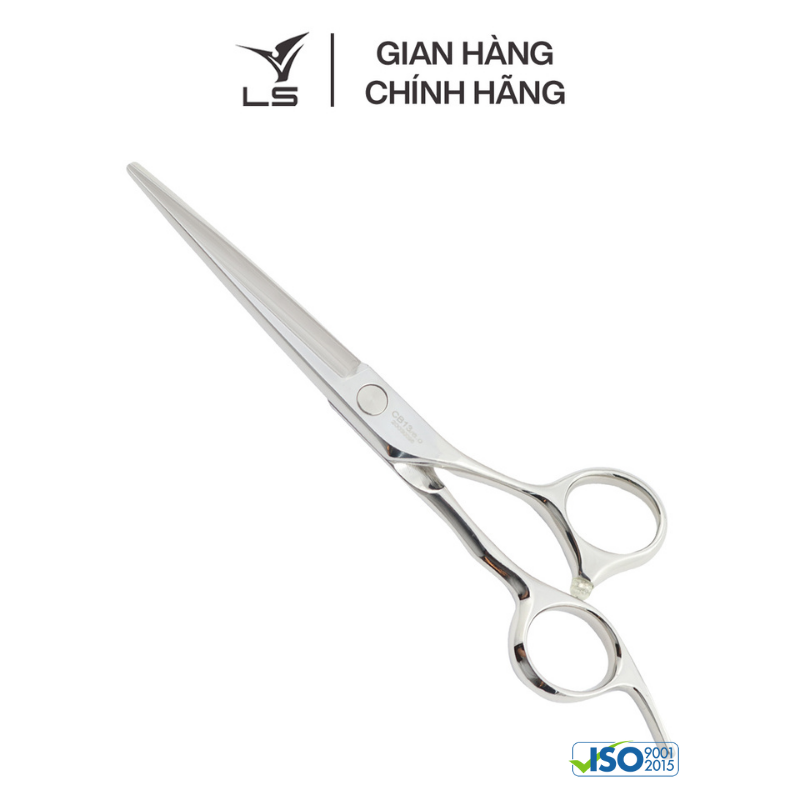 Kéo cắt tóc LS lưỡi thẳng quai offset vênh đỡ ngón cố định CB13/6.0