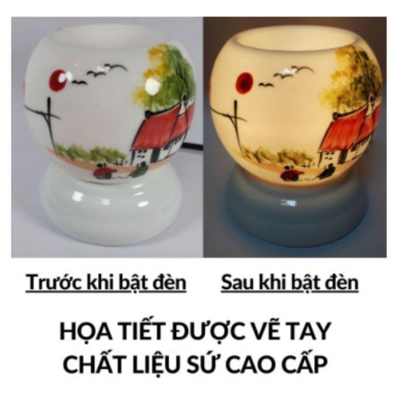 Đèn xông tinh dầu sứ thấu quang cao cấp Bát Tràng-