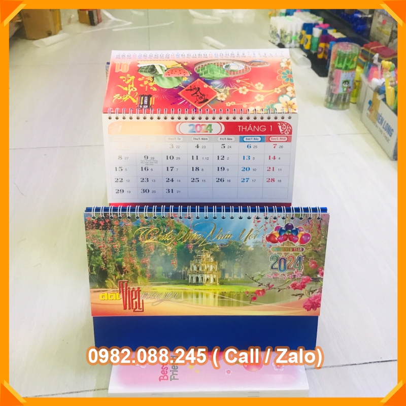 Lịch 2024 Để Bàn Lò Xo Cứng , Lịch Ghi Chú Ngày Tháng Năm Màu Sắc Cao Cấp Dễ Thương