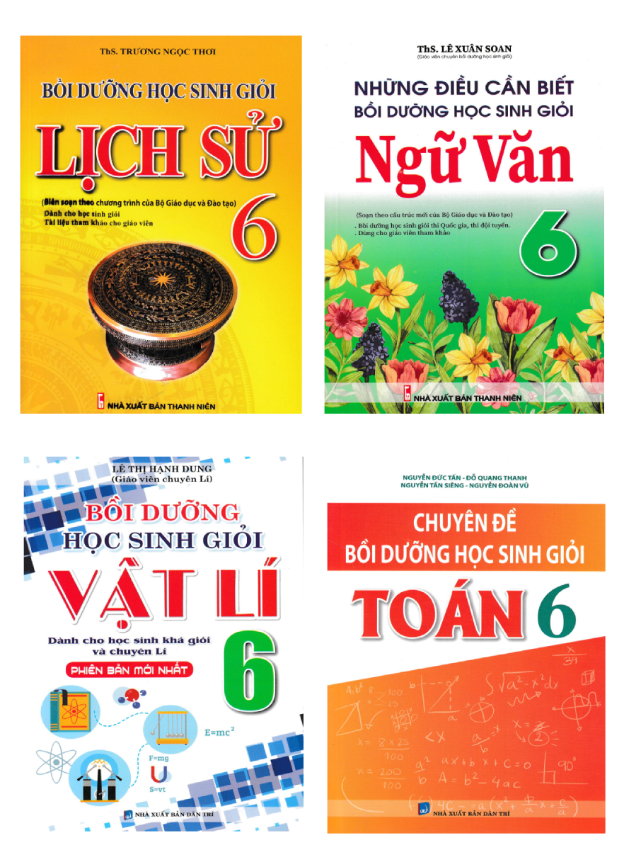 Combo Chuyên Đề Bồi Dưỡng Học Sinh Giỏi Toán - Vật Lí - Ngữ Văn - Lịch Sử Lớp 6 (Biên Soạn Theo Chương Trình Mới) (Bộ 4 Cuốn) - KV