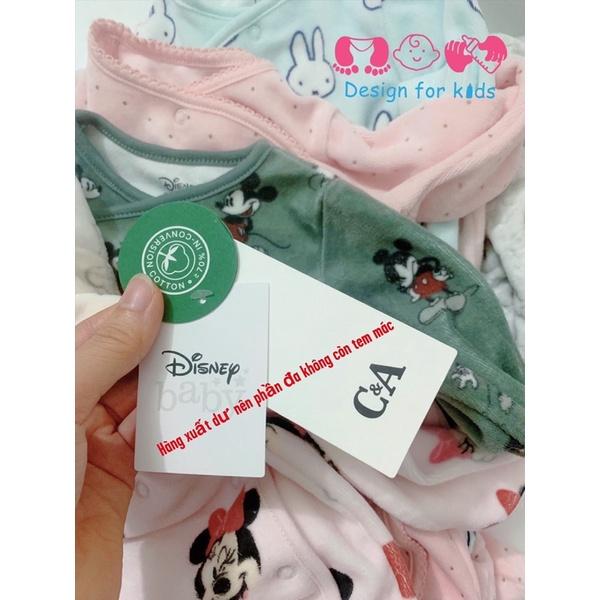 Sleepsuit nỉ nhung Disney C&amp;A xuất dư xịn, bộ body ấm cho bé trai và bé gái