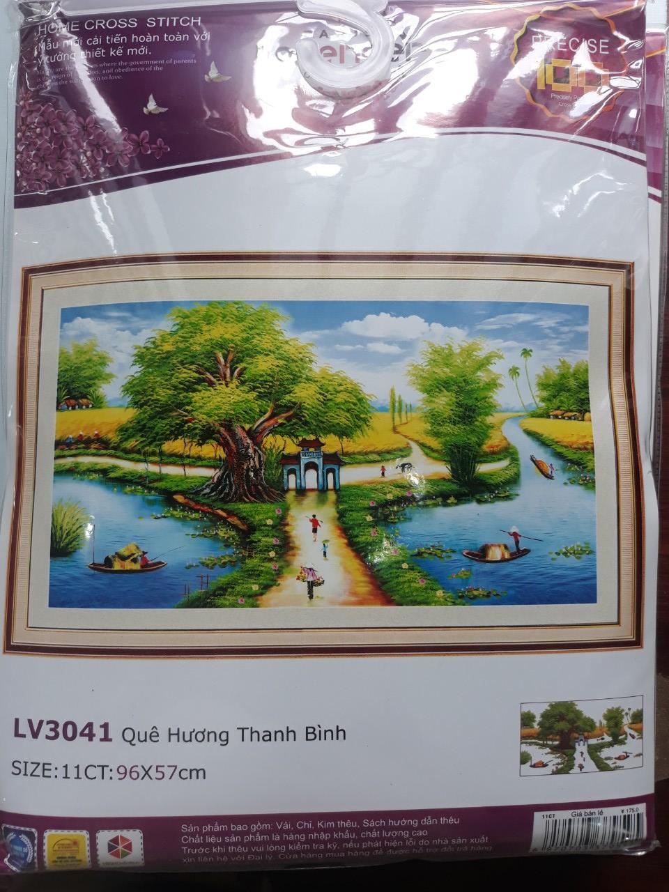 Tranh thêu chữ thập quê hương thanh bình LV3041 - 96 x 57 cm - chưa thêu