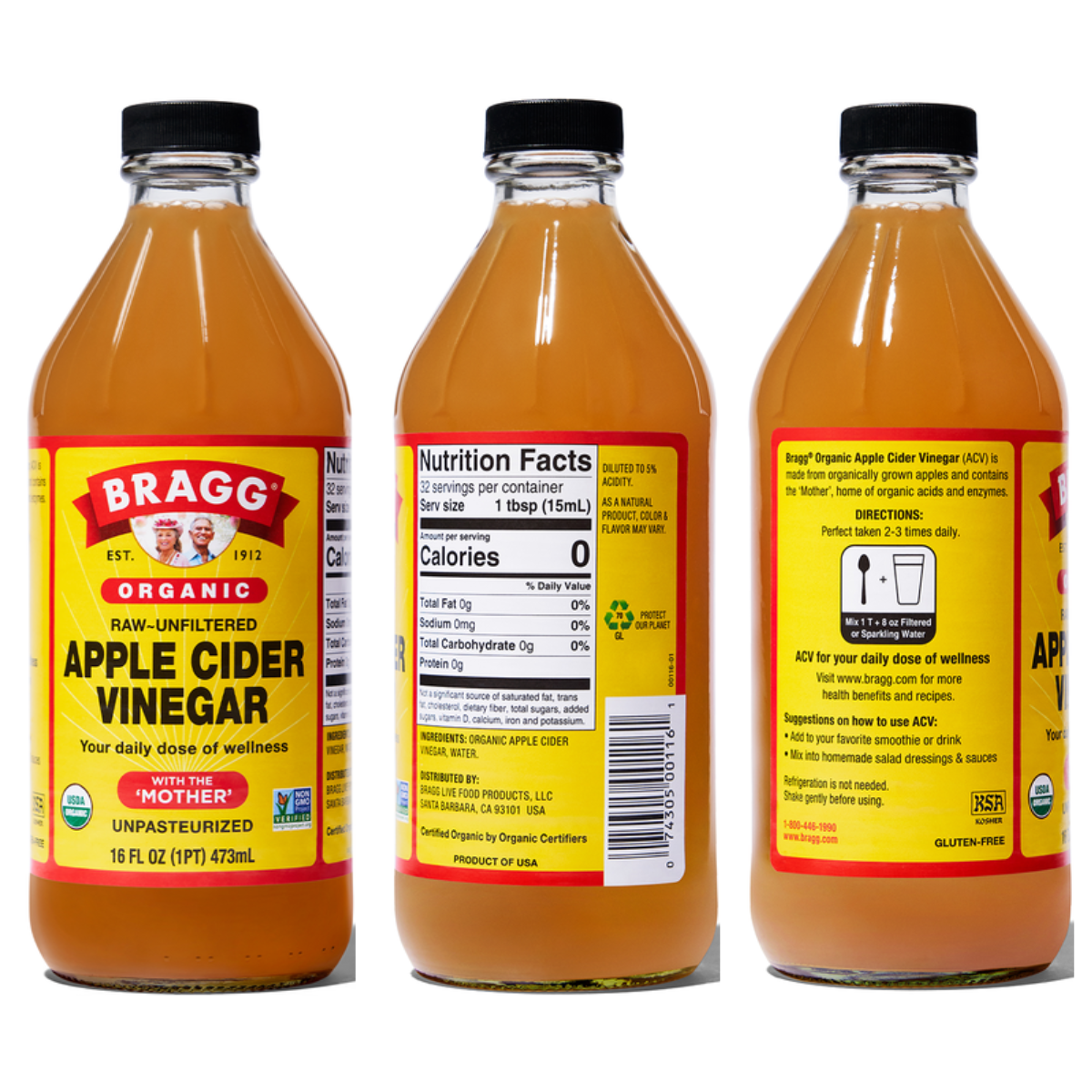 Giấm táo hữu cơ Organic Bragg 473ml (3 chai)