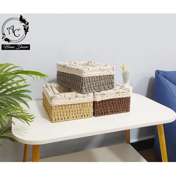 ️️ GIỎ MÂY, GIỎ CÓI VINTAGE MÀU NÂU LÓT VẢI, GIỎ PICNIC, GIỎ DECOR TRANG TRÍ NHÀ CỬA (GIỎ MÂY MỀM LÓT VẢI VINTAGE) ️