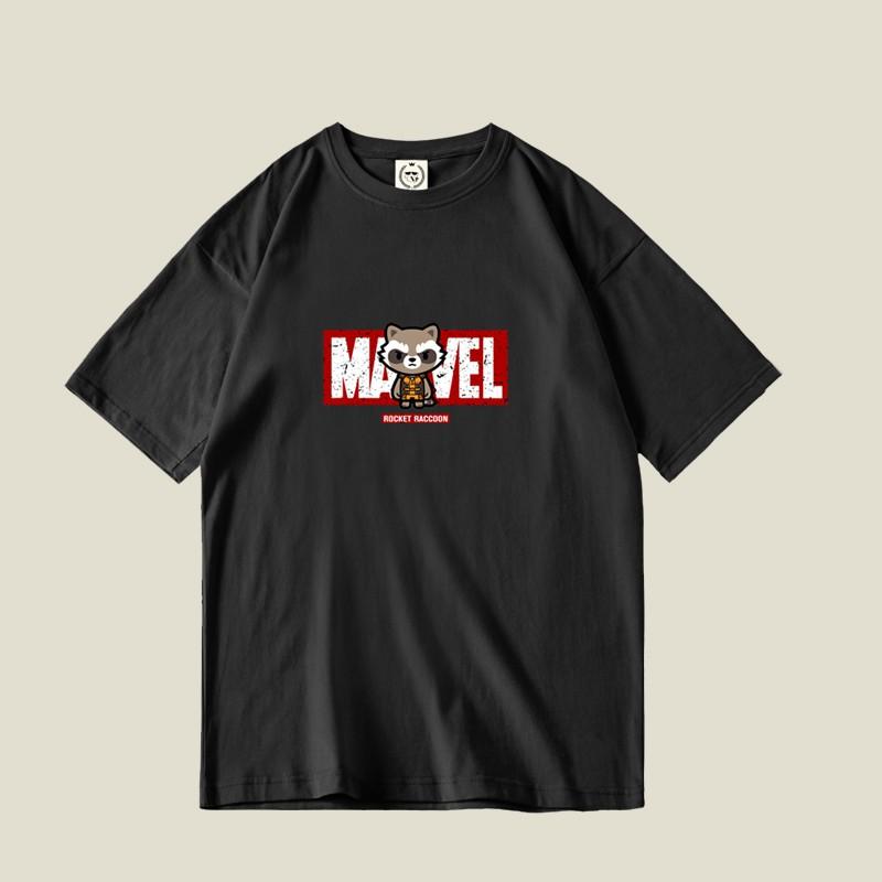 Áo thun siêu anh hùng Marvel 1 tay lỡ form rộng unisex nam nữ